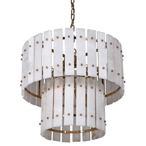 Żyrandol Boscobel Alabaster 50x56 cm panele z alabastru biały żyrandol złote detale