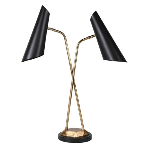 Lampa na biurko Halycon Black 80 cm lampa biurowa złoto czerń mosiądz aluminium