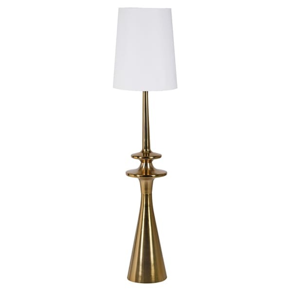 Lampa stojąca Belgrave Gold 161 cm złota podstawa biały abażur