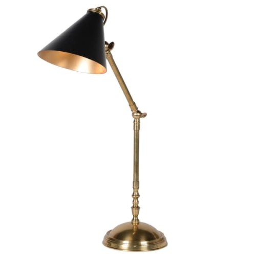 Lampa na biurko Mayfair Brass 76 cm lampa biurowa mosiądz czarny klosz