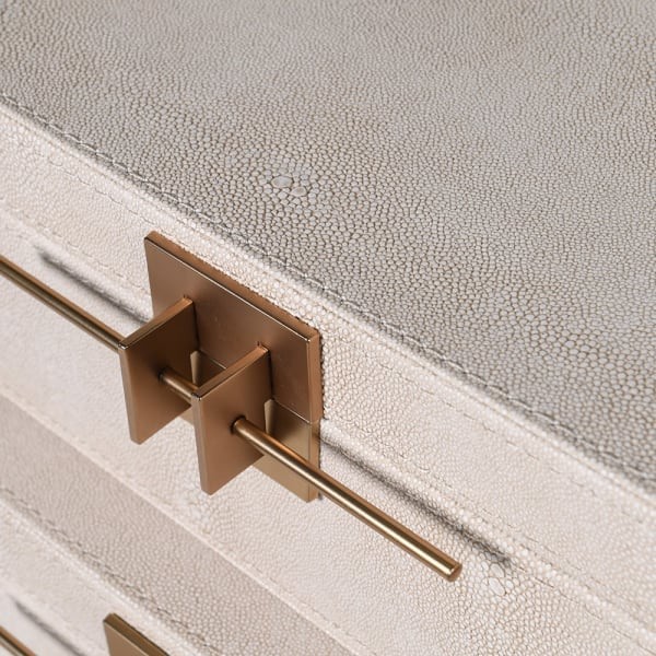 Komplet dwóch pudełek Telcon Ivory kremowa sztuczna skóra złote detale