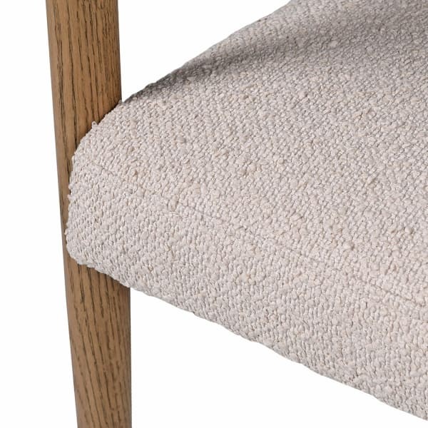 Krzesło Pimlico Beige tkanina Boucle rama i nogi drewno jesion biało brązowe