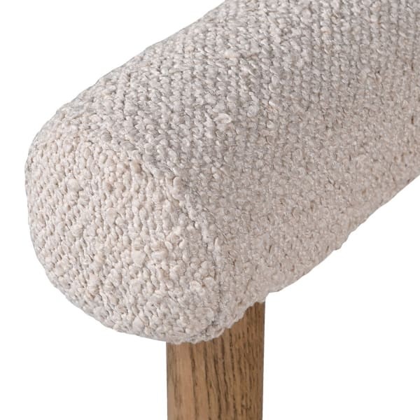 Krzesło Pimlico Beige tkanina Boucle rama i nogi drewno jesion biało brązowe