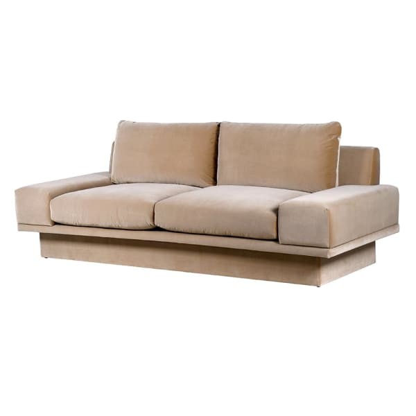 Beżowa sofa Lyall 240 cm velvet kauczukowiec modern classic
