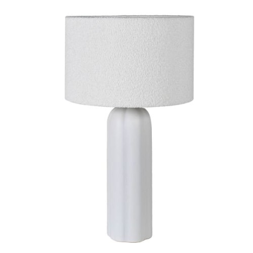 Lampa stołowa White Boucle 74 cm biała ceramiczna lampka nocna z abażurem boucle