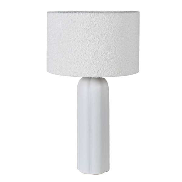 Lampa stołowa White Boucle 74 cm biała ceramiczna lampka nocna z abażurem boucle