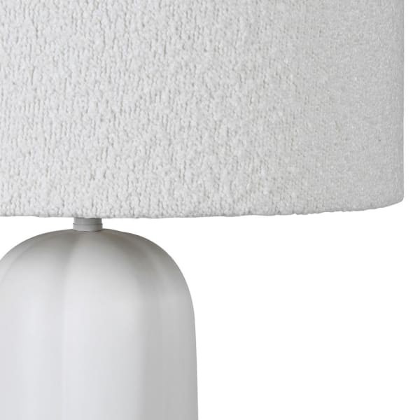 Lampa stołowa White Boucle 74 cm biała ceramiczna lampka nocna z abażurem boucle