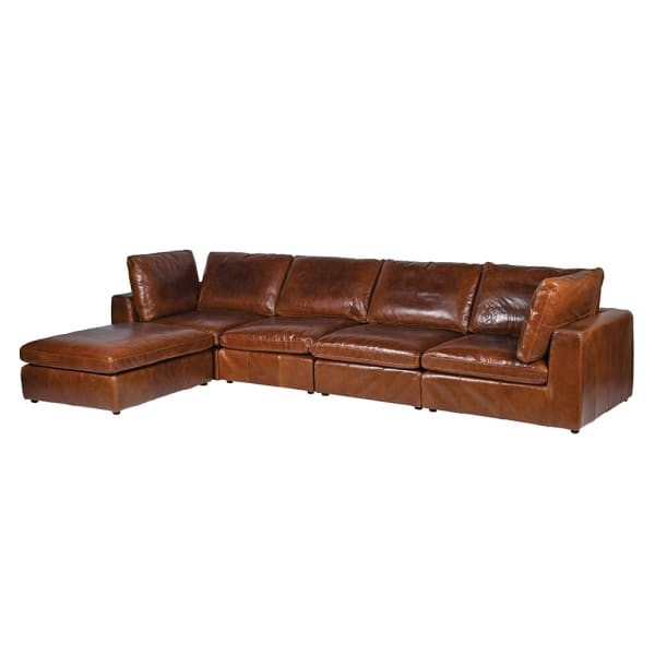 Narożnik Chestnut Brown 356 cm brązowa skóra naturalna