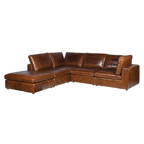Narożnik Chestnut Brown 356 cm brązowa skóra naturalna 