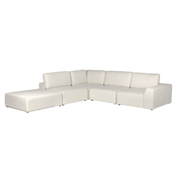 Biały narożnik Cloud Boucle - biała sofa modułowa do salonu pięć elementów