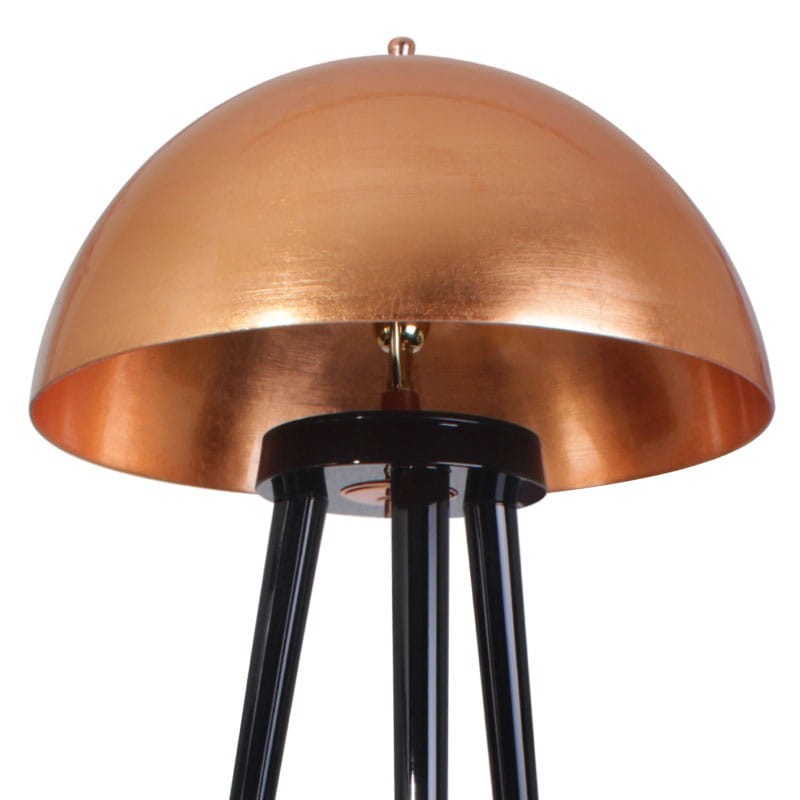 Złota lampa podłogowa Brera 150 cm klosz włókno szklane złoty mosiądz drewno złoto czerń