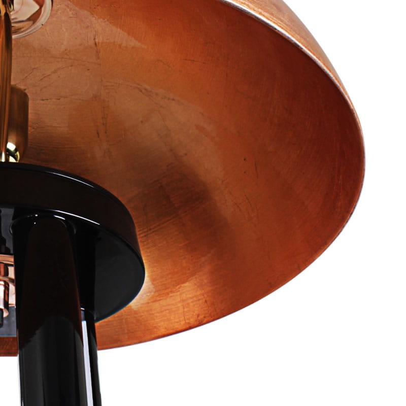 Złota lampa podłogowa Brera 150 cm klosz włókno szklane złoty mosiądz drewno złoto czerń