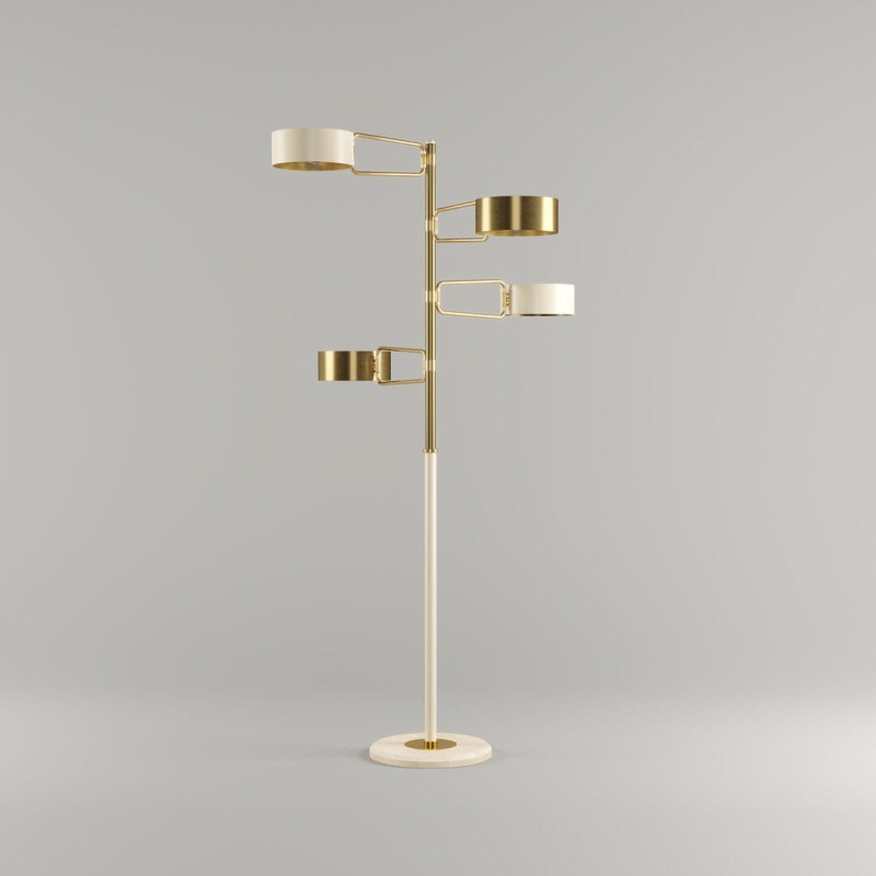 Lampa podłogowa Brompton 160 cm mosiądz podstawa marmur