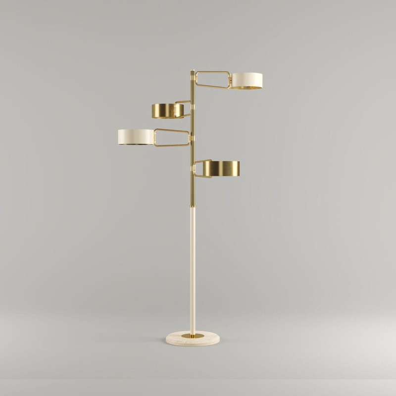 Lampa podłogowa Brompton 160 cm mosiądz podstawa marmur