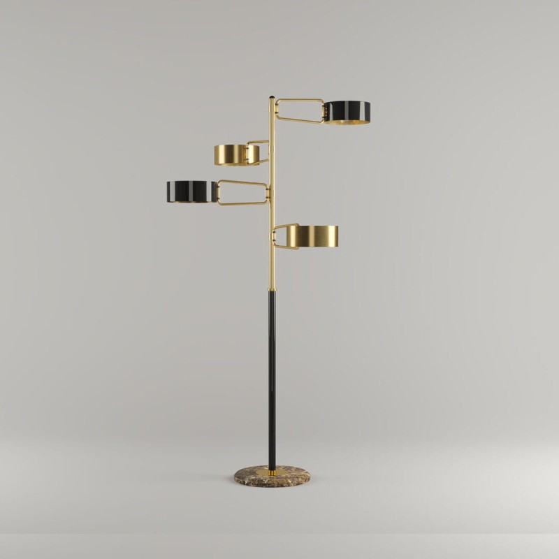 Lampa podłogowa Brompton 160 cm mosiądz podstawa marmur