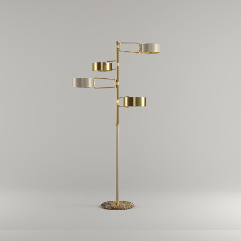 Lampa podłogowa Brompton 160 cm mosiądz podstawa marmur