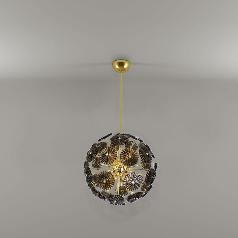 Lampa sufitowa Dandelion od Creativemary mosiądz przydymione szkło