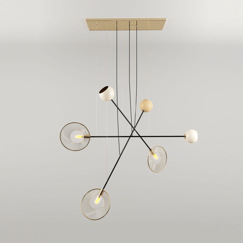 Lampa sufitowa Melrose od Creativemary mosiądz aluminium złota