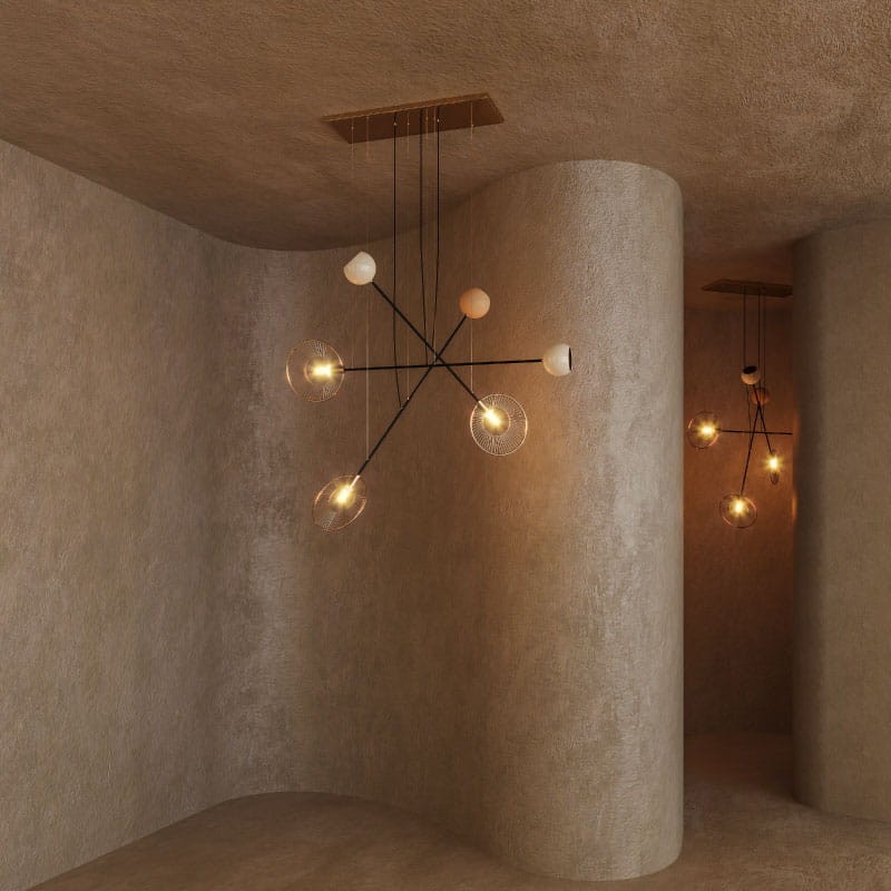 Lampa sufitowa Melrose od Creativemary mosiądz aluminium złota