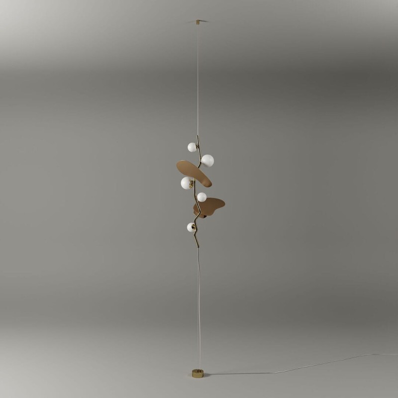 Lampa sufitowa Almond II od Creativemary 300 cm szklane klosze kule mosiężna rama