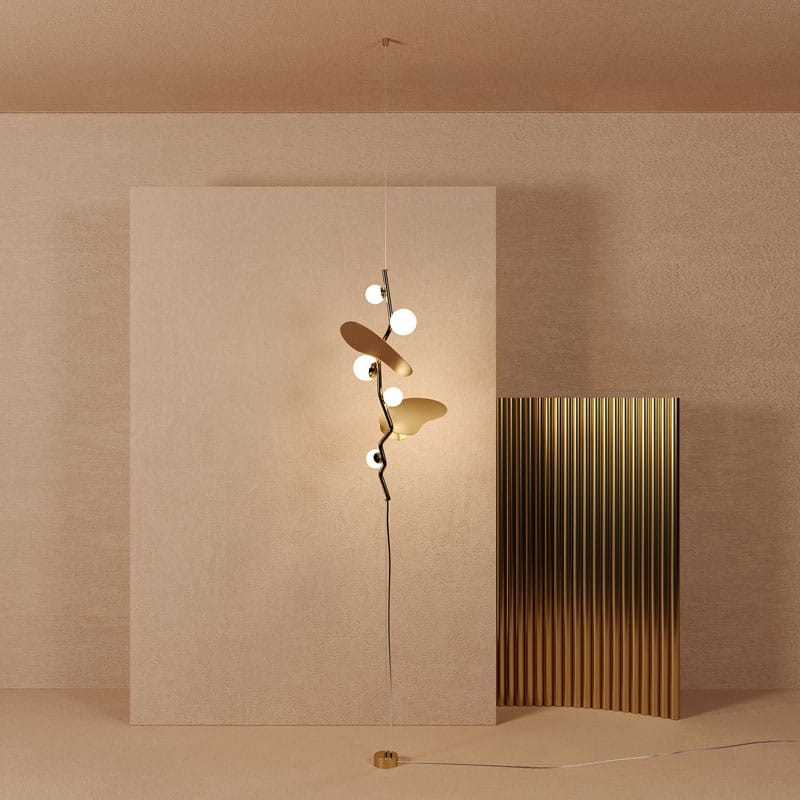 Lampa sufitowa Almond II od Creativemary 300 cm szklane klosze kule mosiężna rama