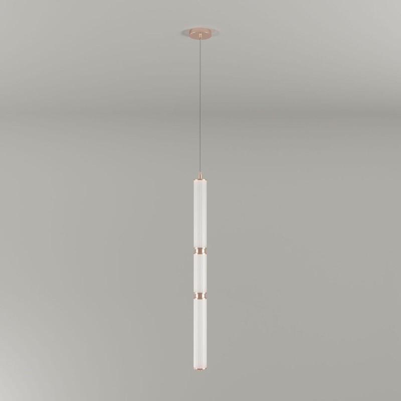 Lampa sufitowa Miami pojedyncza złoty mosiądz ryflowane szkło od Creativemary