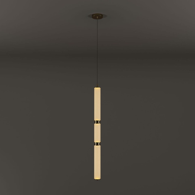 Lampa sufitowa Miami pojedyncza złoty mosiądz ryflowane szkło od Creativemary