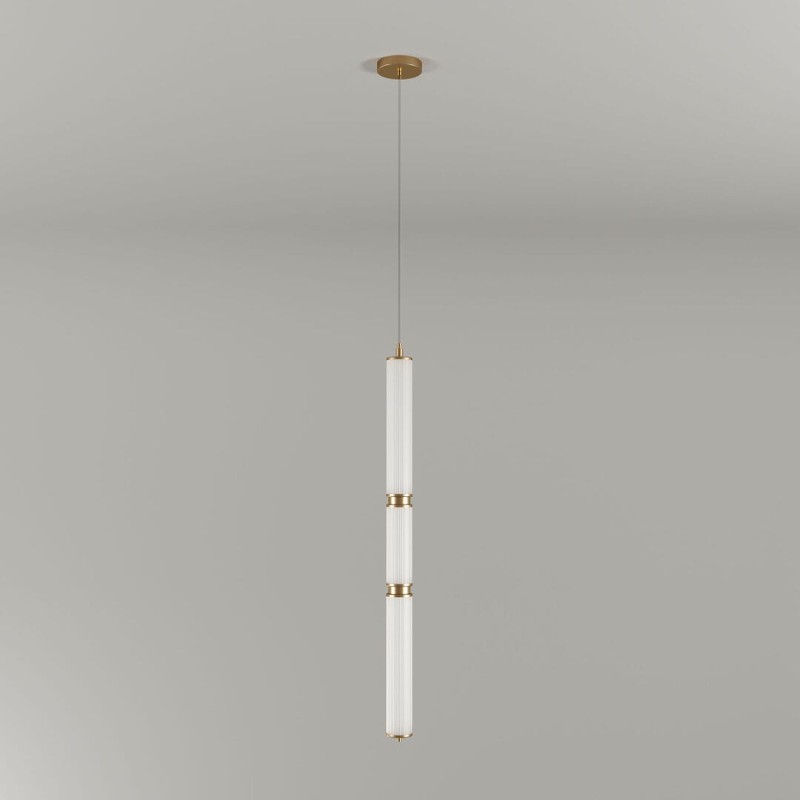 Lampa sufitowa Miami pojedyncza złoty mosiądz ryflowane szkło od Creativemary