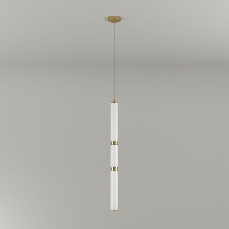 Lampa sufitowa Miami pojedyncza złoty mosiądz ryflowane szkło od Creativemary