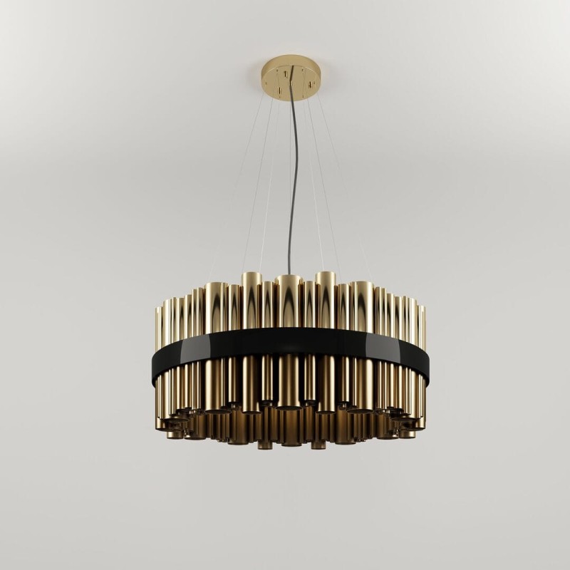 Żyrandol Granville Round od Creativemary mosiądz 100 cm średnicy kolory