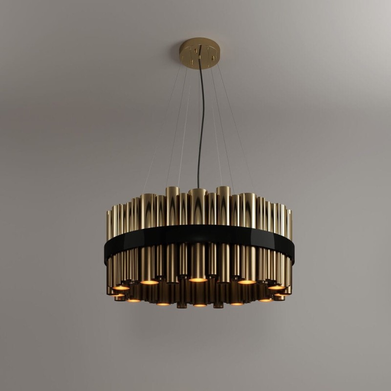 Żyrandol Granville Round od Creativemary mosiądz 100 cm średnicy kolory