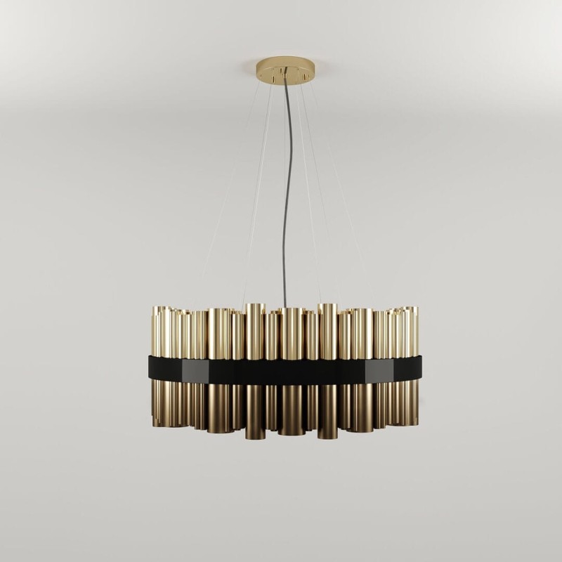 Żyrandol Granville Round od Creativemary mosiądz 100 cm średnicy kolory