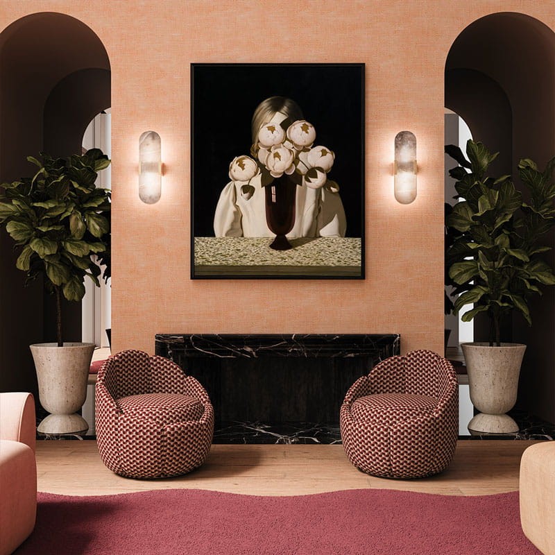 Lampa ścienna kinkiet Dahlia 50 cm od Creativemary alabaster mosiądz