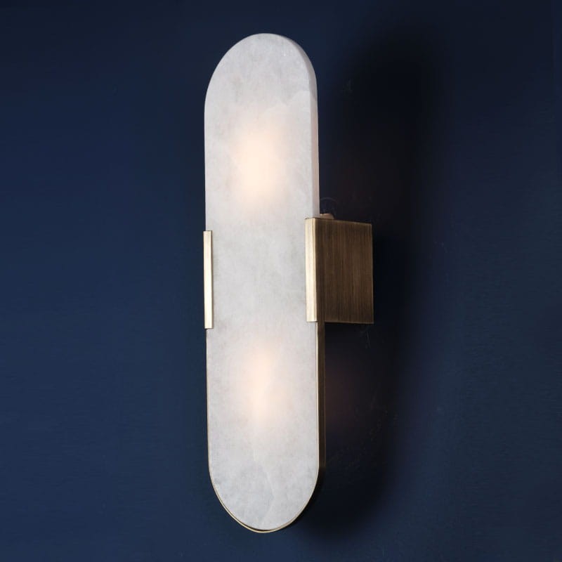 Lampa ścienna kinkiet Dahlia 50 cm od Creativemary alabaster mosiądz