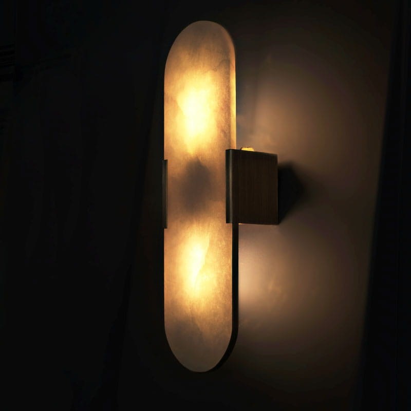 Lampa ścienna kinkiet Dahlia 50 cm od Creativemary alabaster mosiądz