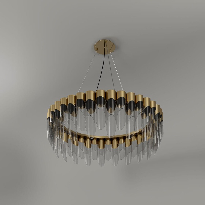 Lampa sufitowa Bamboo 130 cm średnicy od Creativemary mosiądz i szkło