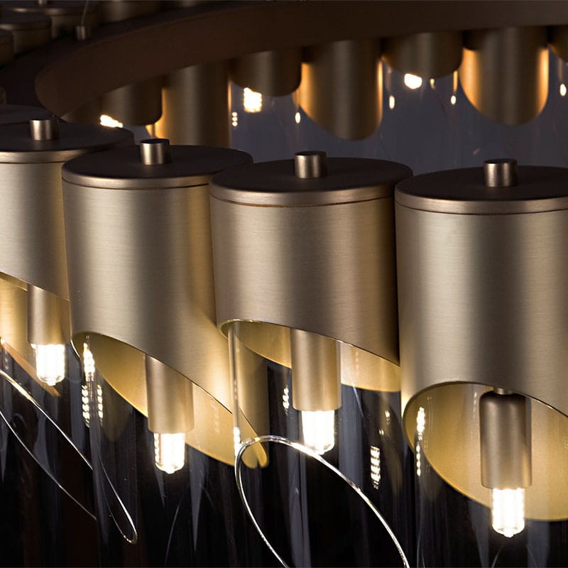 Lampa sufitowa Bamboo 130 cm średnicy od Creativemary mosiądz i szkło