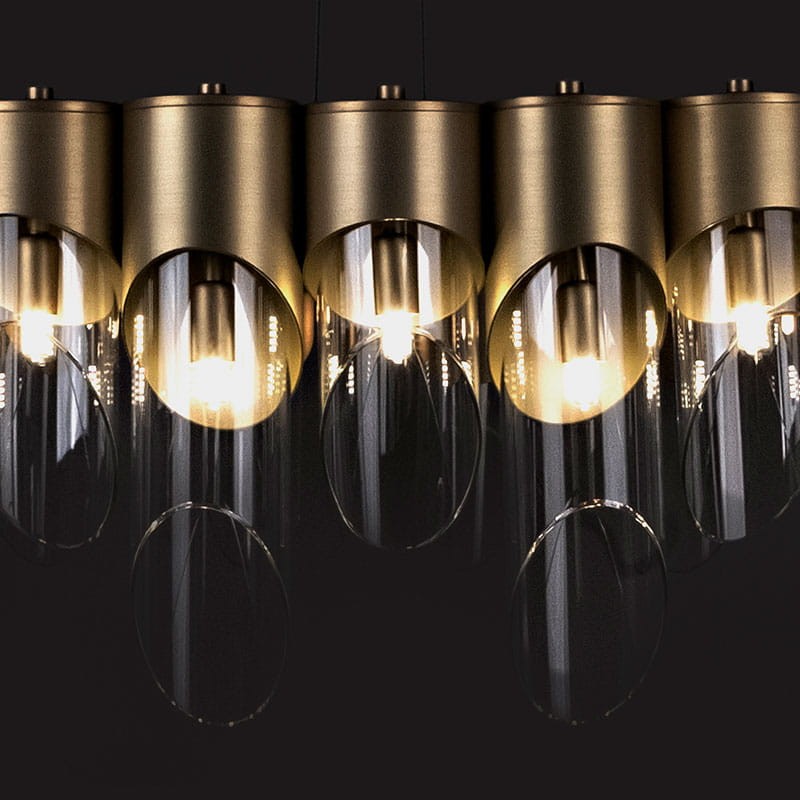 Lampa sufitowa Bamboo 130 cm średnicy od Creativemary mosiądz i szkło