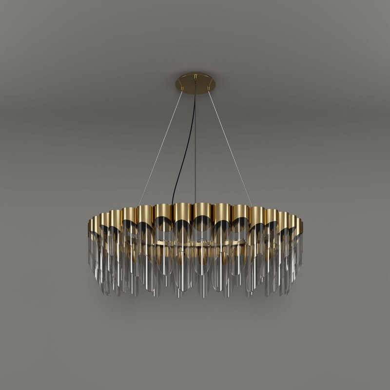 Lampa sufitowa Bamboo 130 cm średnicy od Creativemary mosiądz i szkło