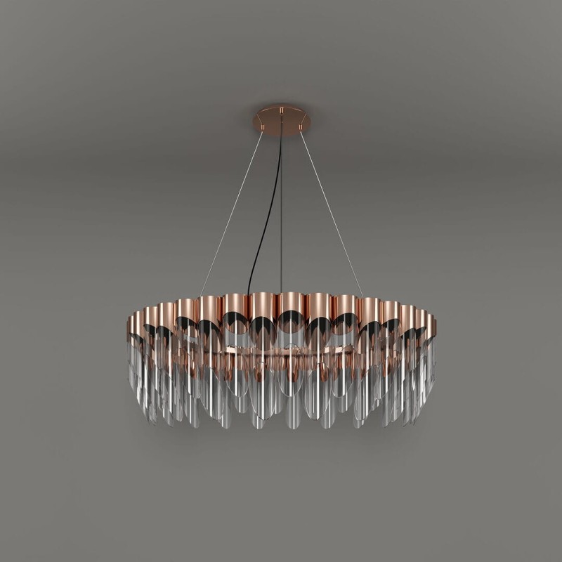 Lampa sufitowa Bamboo 130 cm średnicy od Creativemary mosiądz i szkło