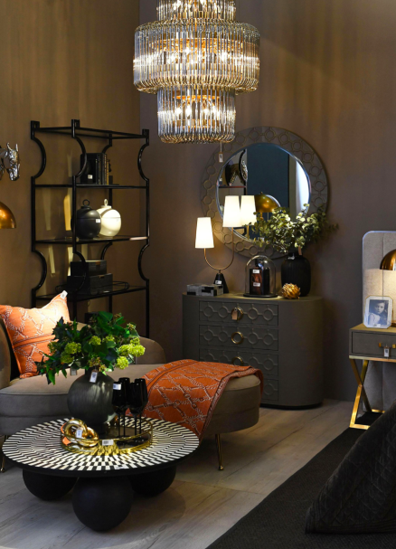 Czarny żyrandol Luxury Smoke 106x80 cm czarne przydymione szkło złote detale