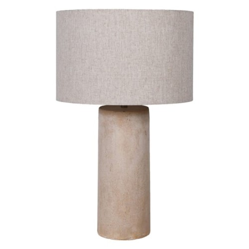 Beżowa lampa stołowa Nude 67 cm włókno szklane lniany abażur
