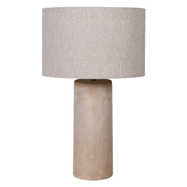 Beżowa lampa stołowa 67 cm z lnianym abażurem