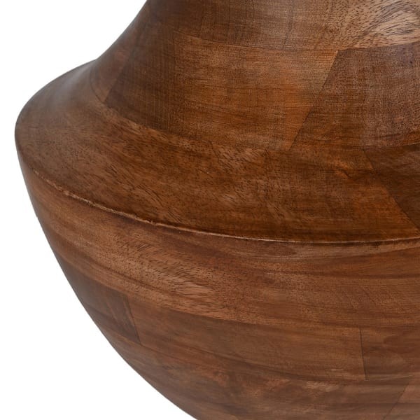 Lampa stołowa District Mango 67 cm z drewna mango i haftowanym abażurem