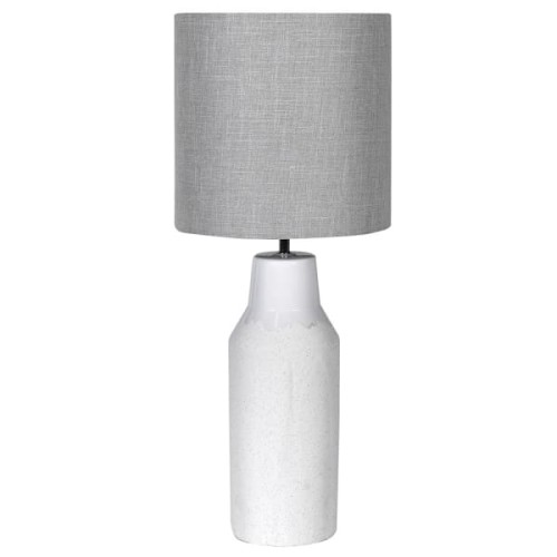 Lampa stołowa Simple 75 biała ceramiczna podstawa szary abażur lniany