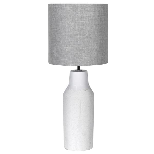 Biało-szara lampa stołowa z ceramiczną podstawą do salonu