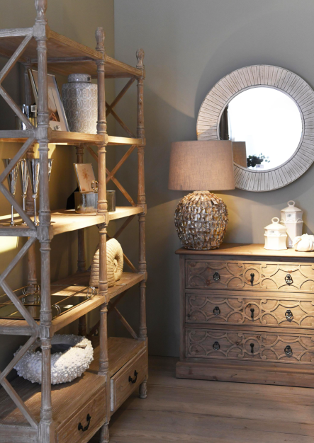 Lampa stołowa Pearls 68 beżowa lampa z ceramiczną podstawą i kremowym abażurem