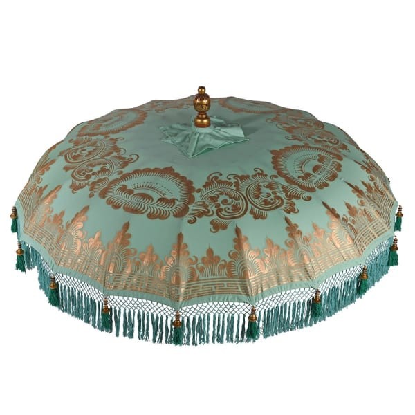 Parasol dekoracyjny Orient 188 cm średnicy ręcznie malowany niebieski złoty