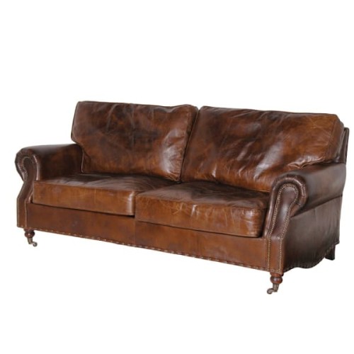 Skórzana sofa Vintage Brown III 205 cm brązowa skóra naturalna styl vintage