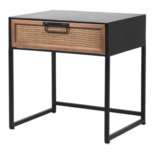 Szafka nocna Taba metalowa 50 cm - czarny stolik nocny szuflada rattan